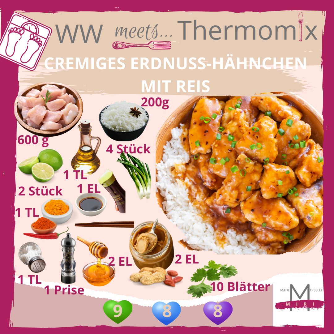 Cremiges Erdnuss-Hähnchen mit Reis Cremiges Erdnuss-Hähnchen mit Reis