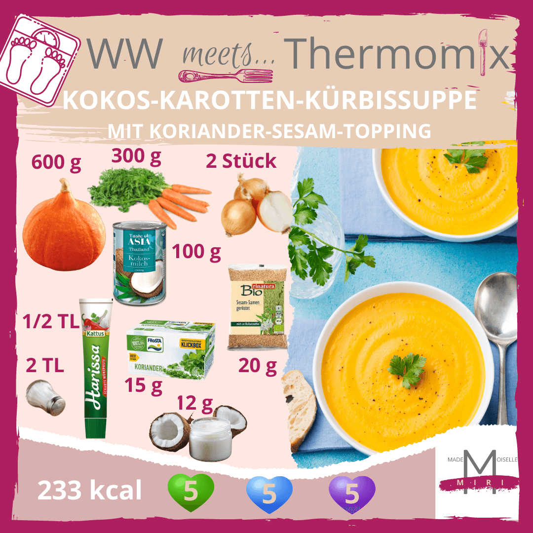 Kokos-Karotten-Kürbissuppe Kokos-Karotten-Kürbissuppe